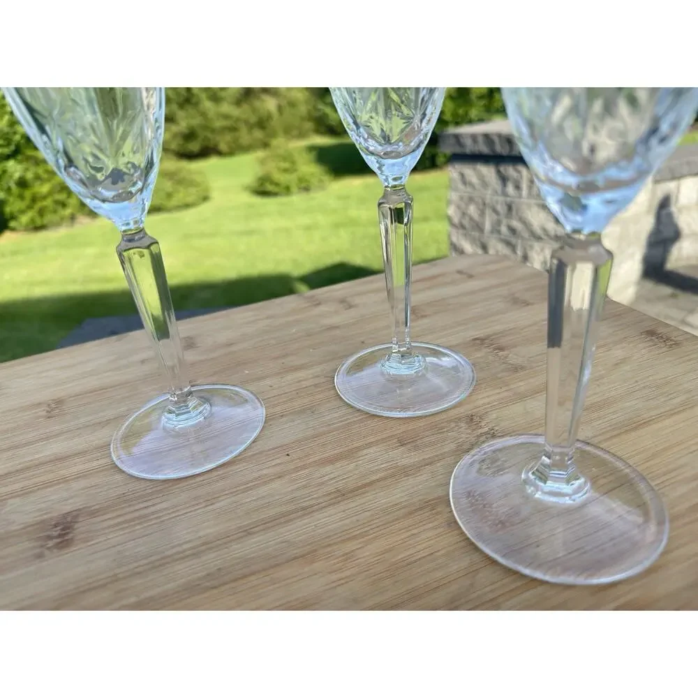 WATERFORD MARQUIS Sparkle Crystal Champagne Flutes Italy 9-3/8”~ Set Of 4